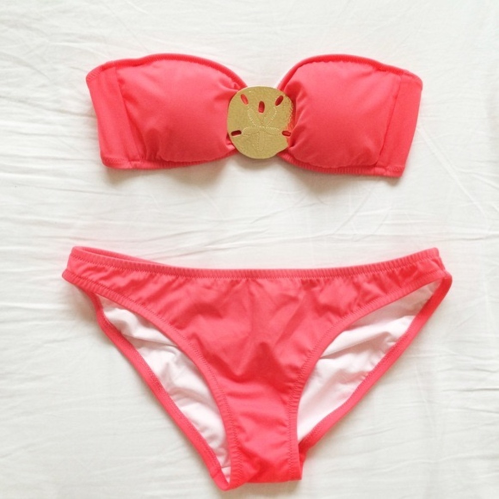 Victoria's Secret Coral gold sand dollar bikini XS